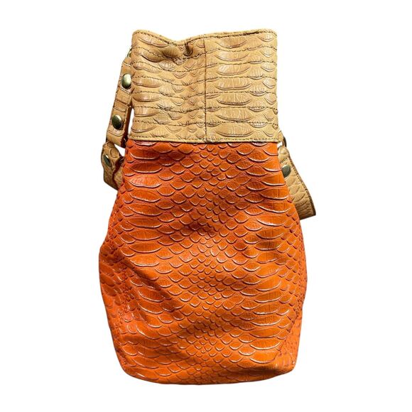 Steve Madden Women's Tote Shoulder Bag Large Orange Cognac Faux Leather - Picture 5 of 16